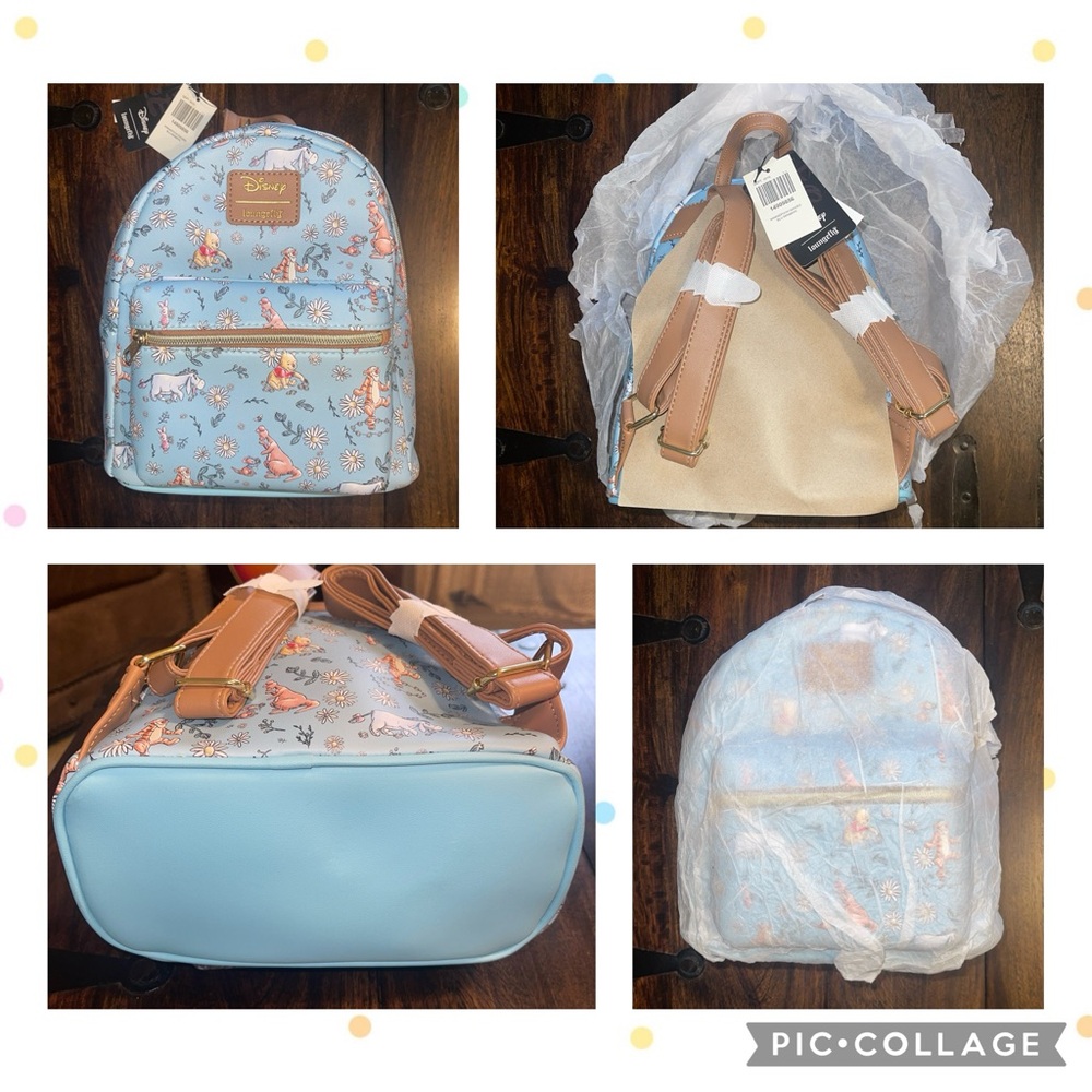 NWT Winnie the Pooh Daisies Blue Mini Backpack Bag Loungefly